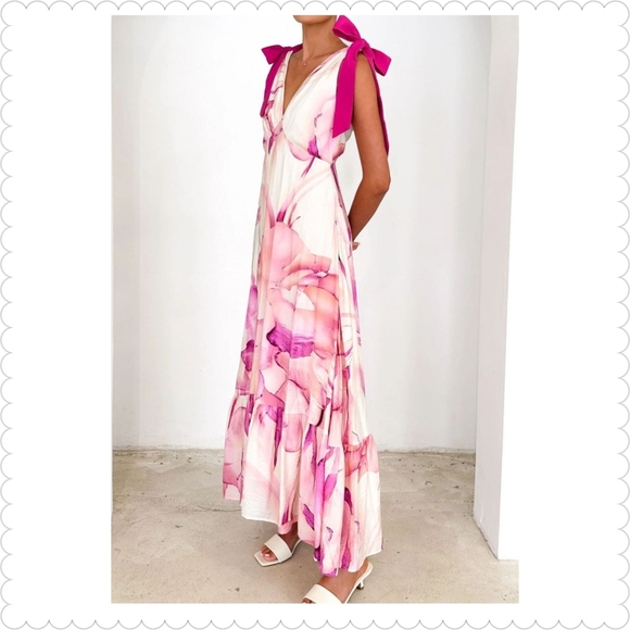 Pink Floral Maxi Dress - Picture 10 of 11